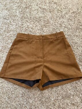 Women's High-Rise Brown faux Suede-Look Shorts